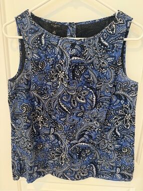 Talbots Black and Blue Paisley Petite Shell Top
